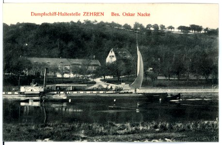 15636-Zehren-1913-Dampfschiff-Haltestelle mit Dampfer-Brück & Sohn Kunstverlag