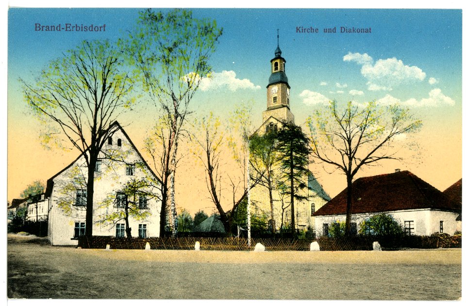 15744-Brand-Erbisdorf-1913-Kirche und Diakonat-Brück & Sohn Kunstverlag