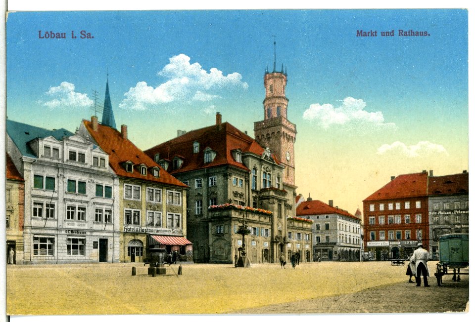 15274-Löbau-1912-Rathaus und Markt-Brück & Sohn Kunstverlag