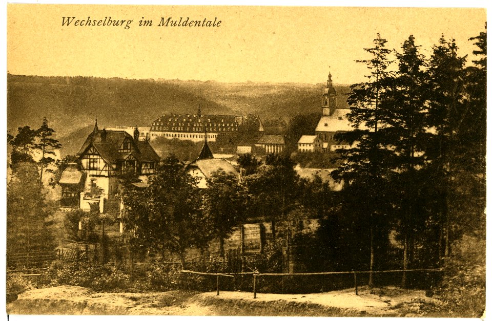 15464-Wechselburg-1913-Blick auf Wechselburg-Brück & Sohn Kunstverlag