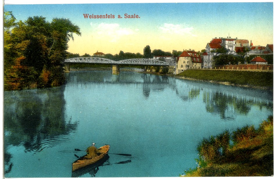 14695-Weißenfels-1912-Saale mit Brücke und Ruderkahn-Brück & Sohn Kunstverlag