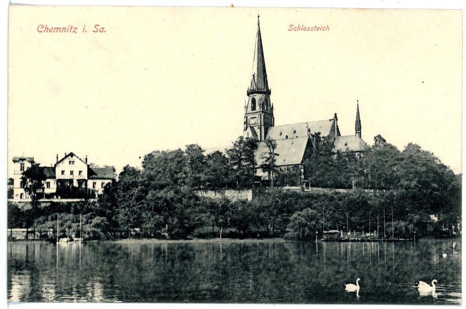 15606-Chemnitz-1913-Schloßteich und Schloßkirche-Brück & Sohn Kunstverlag