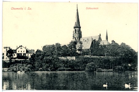 15606-Chemnitz-1913-Schloßteich und Schloßkirche-Brück & Sohn Kunstverlag