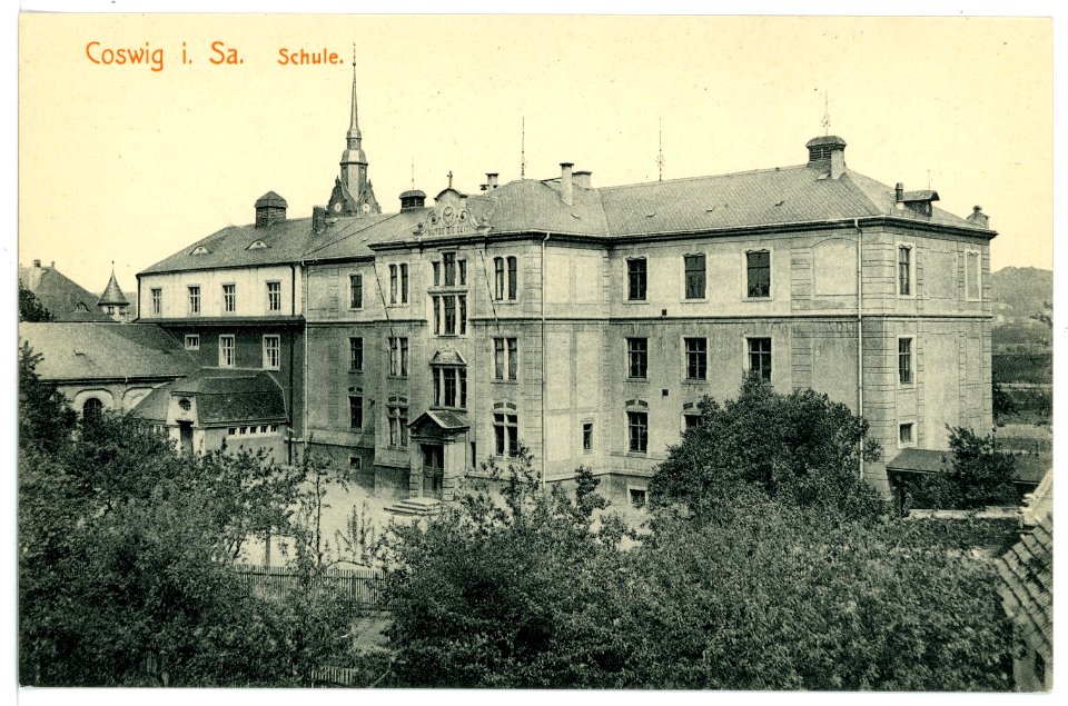 15723-Coswig-1913-Schule-Brück & Sohn Kunstverlag