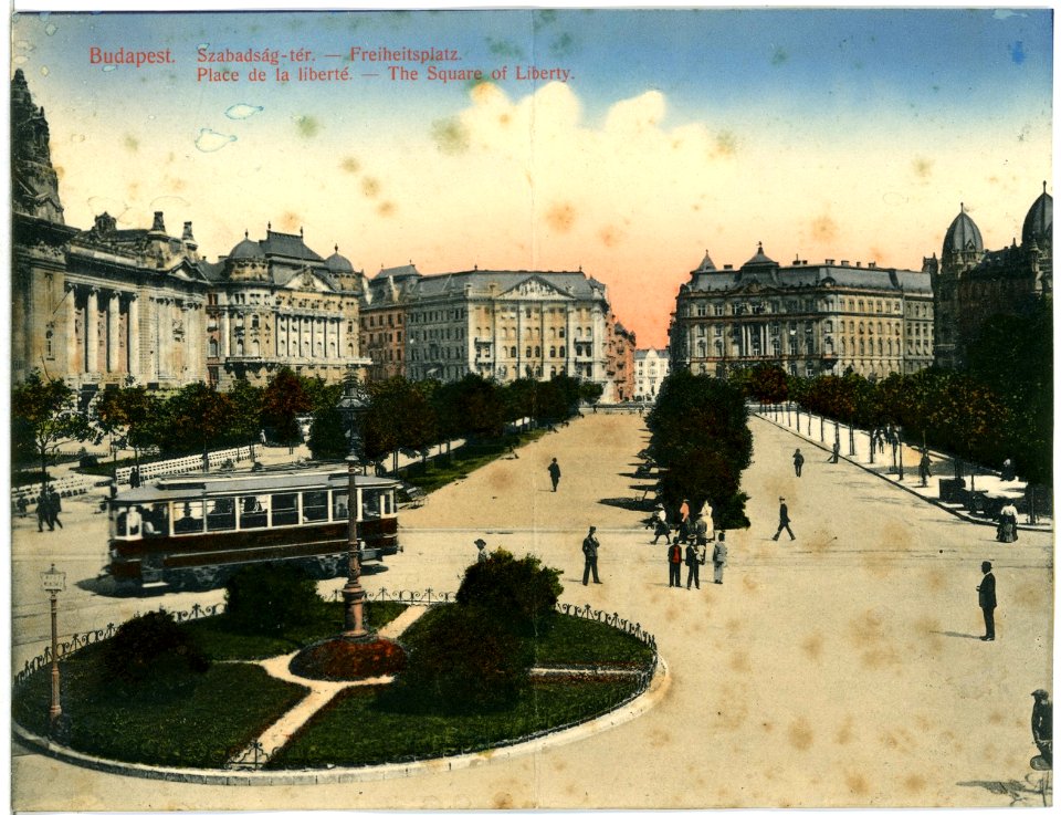 14214-Budapest-1912-Freiheitsplatz mit Straßembahn-Brück & Sohn Kunstverlag