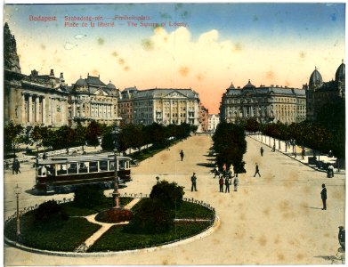 14214-Budapest-1912-Freiheitsplatz mit Straßembahn-Brück & Sohn Kunstverlag