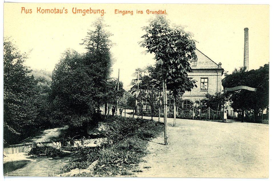 15566-Komotau-1913-Umgebung - Eingang ins Grundtal-Brück & Sohn Kunstverlag
