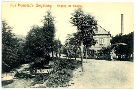 15566-Komotau-1913-Umgebung - Eingang ins Grundtal-Brück & Sohn Kunstverlag