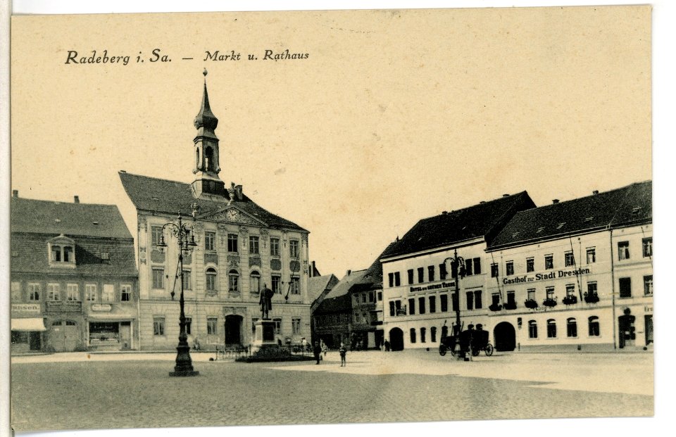 10482-Radeberg-1908-Markt mit Rathaus-Brück & Sohn Kunstverlag