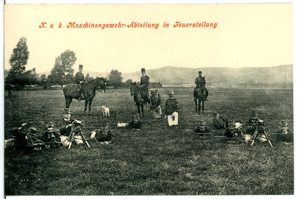 11177--1910-K. und K. Maschinengewehr-Abteilung in Feuerstellung-Brück & Sohn Kunstverlag