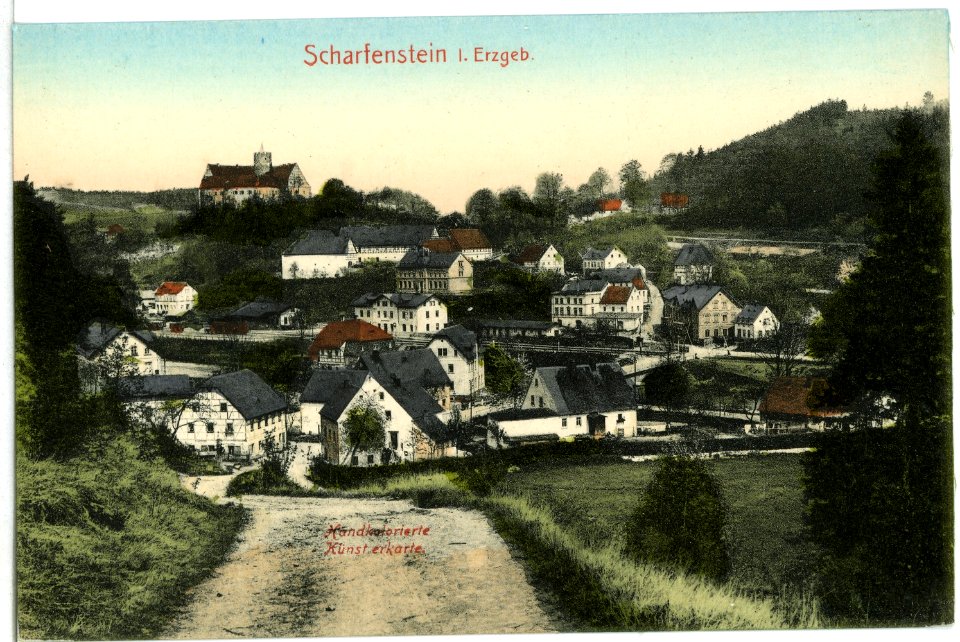 10931-Scharfenstein-1909-Blick auf Scharfenstein-Brück & Sohn Kunstverlag