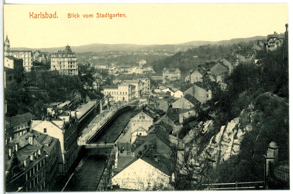 14514-Karlsbad-1912-Blick vom Stadtgarten-Brück & Sohn Kunstverlag