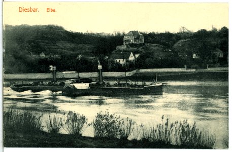 14533-Diesbar-1912-Elbansicht mit Schlepper-Brück & Sohn Kunstverlag