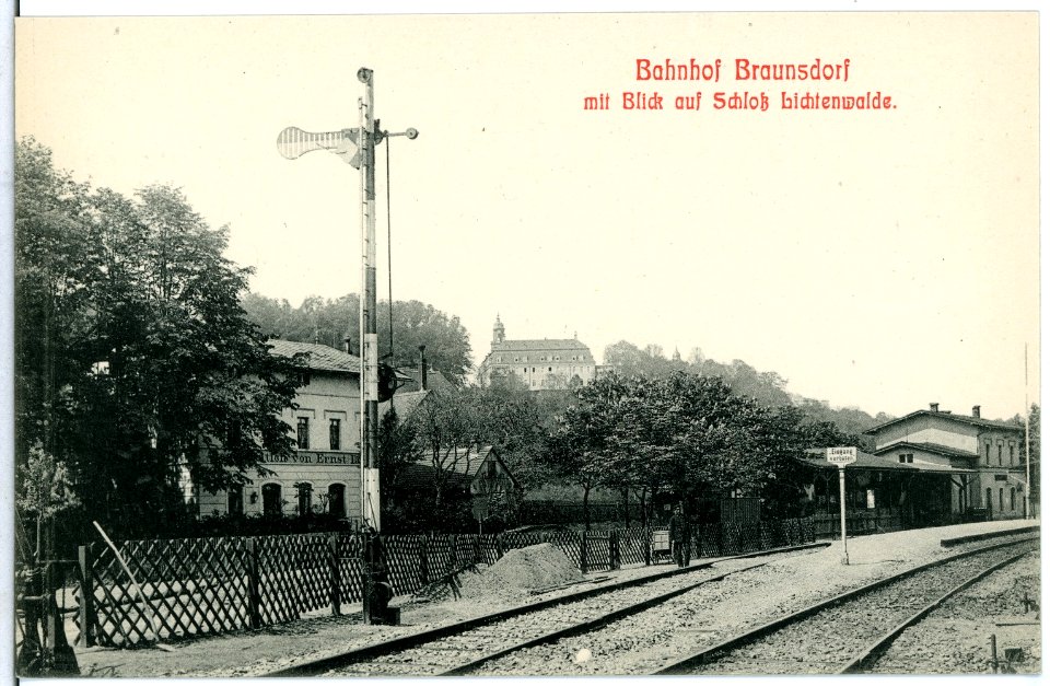 11135-Braunsdorf-1910-Bahnhof mit Blick zum Schloß-Brück & Sohn Kunstverlag