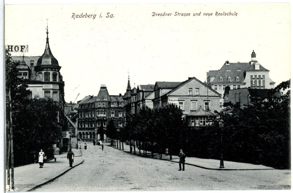 14867-Radeberg-1912-Dresdner Straße und neue Realschule-Brück & Sohn Kunstverlag