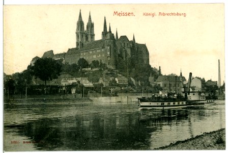 10355-Meißen-1908-Albrechtsburg mit Dampfer-Brück & Sohn Kunstverlag