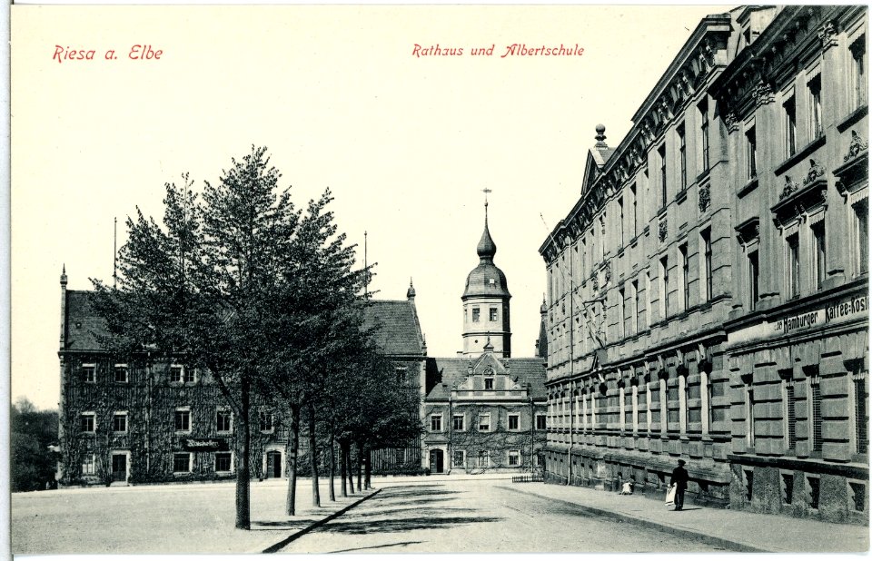 14568-Riesa-1912-Rathaus und Albertschule-Brück & Sohn Kunstverlag