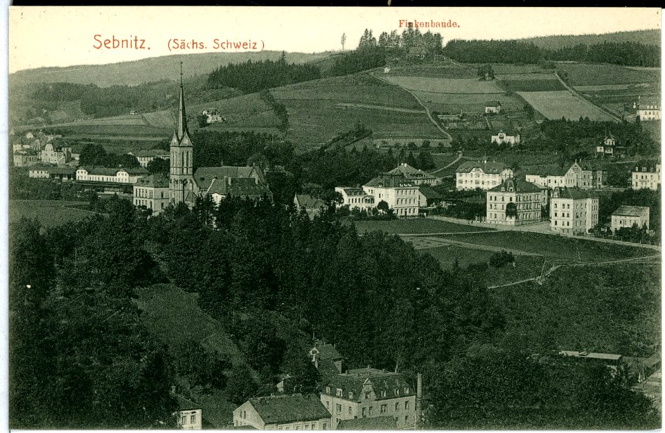 10383-Sebnitz-1908-Blick auf Sebnitz mit Finkenbaude-Brück & Sohn Kunstverlag