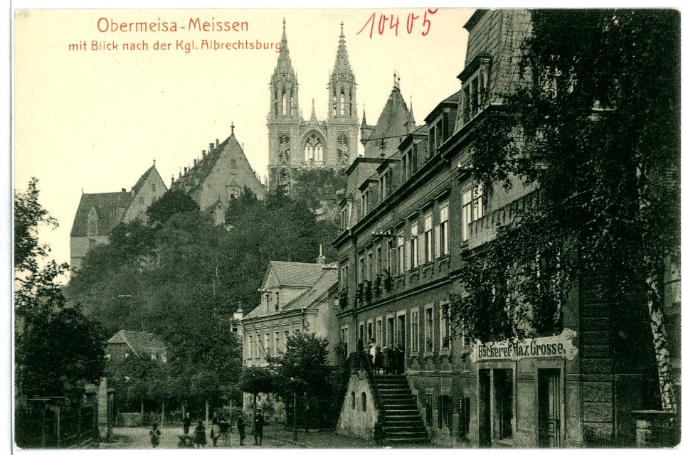10405-Meißen-1908-Obermeisa Nr. 22, 24, 25 und Bäckerei Krosse-Brück & Sohn Kunstverlag