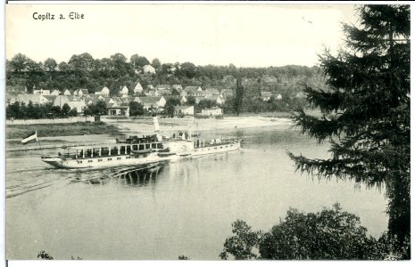 10372-Copitz-1908-Elbe mit Dampfer-Brück & Sohn Kunstverlag