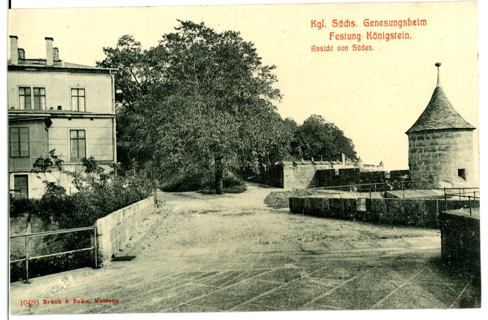 10480-Königstein-1908-Festung, Genesungsheim, Ansicht von Süden-Brück & Sohn Kunstverlag