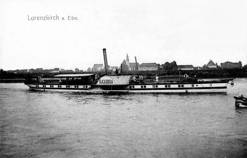 10178-Lorenzkirch-1908-Elbe mit Dampfer Saxonia-Brück & Sohn Kunstverlag