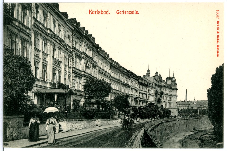 10637-Karlsbad-1909-Gartenzeile-Brück & Sohn Kunstverlag