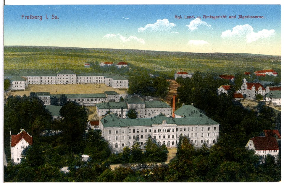 14851-Freiberg-1912-Land- und Amtsgericht und Jägerkaserne-Brück & Sohn Kunstverlag
