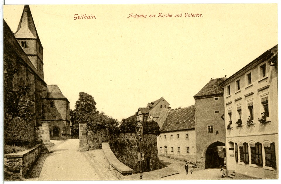 14937-Geithain-1912-Aufgang zu Kirche und Untertor-Brück & Sohn Kunstverlag