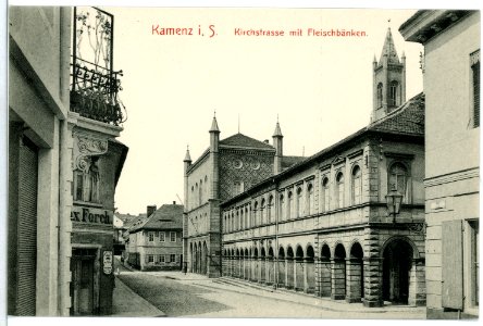 10883-Kamenz-1909-Kirchstraße mit Fleischbänken-Brück & Sohn Kunstverlag