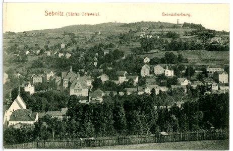 10384-Sebnitz-1908-Blick auf Sebnitz mit Grenadierburg-Brück & Sohn Kunstverlag