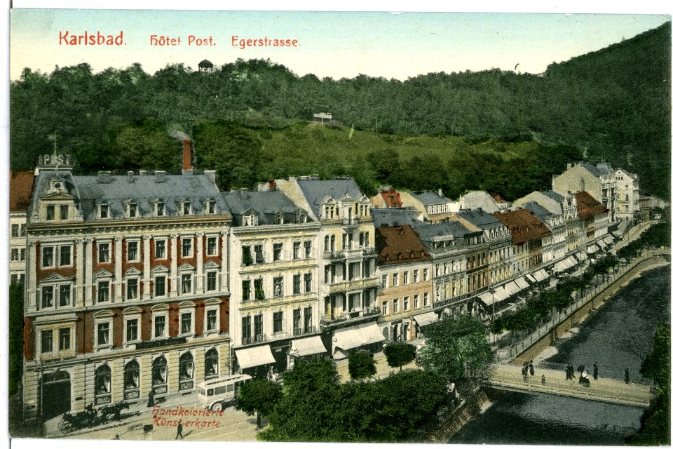 10558-Karlsbad-1909-Hotel Post, Egerstraße-Brück & Sohn Kunstverlag