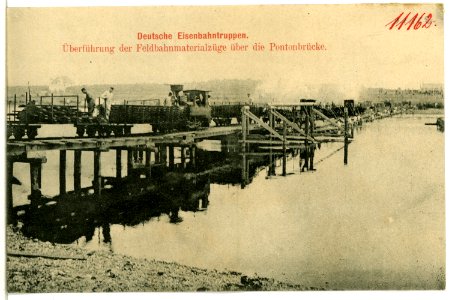 11162-Nünchritz-1910-Deutsche Eisenbahntruppen - Überführung über die Pontonbrücke-Brück & Sohn Kunstverlag