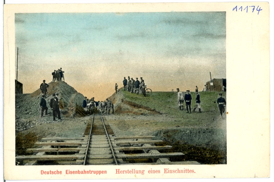 11174-Luga-1910-Deutsche Eisenbahntruppen - Herstellung eines Einschnittes-Brück & Sohn Kunstverlag