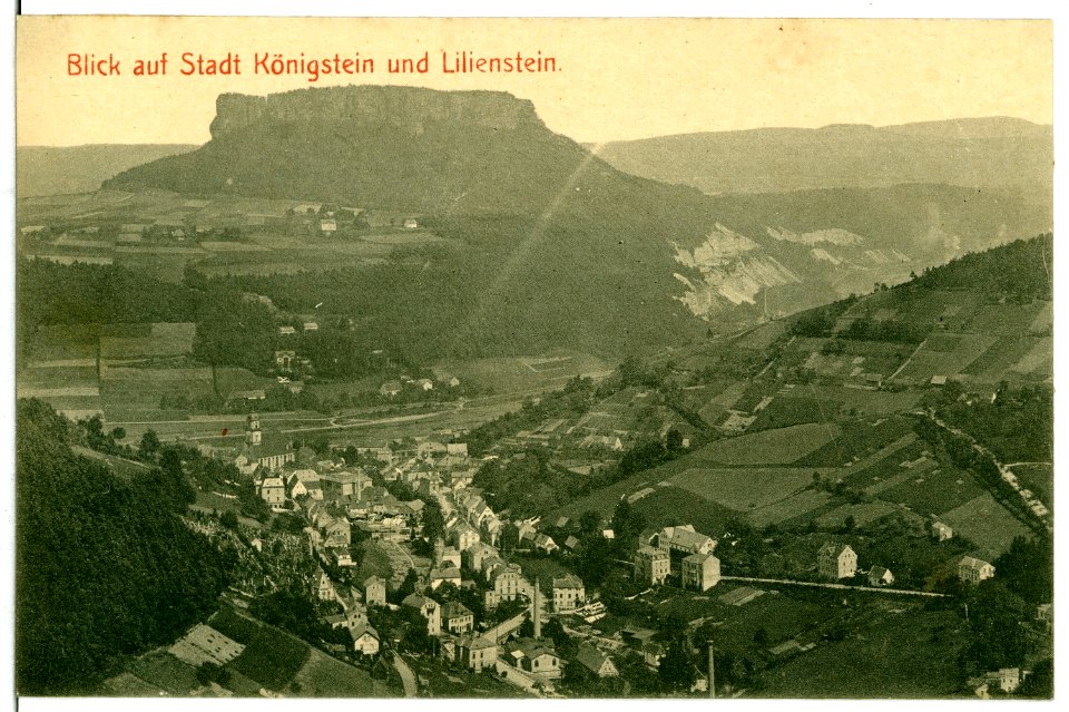 10570-Königstein-1909-Blick auf die Stadt und den Lilienstein-Brück & Sohn Kunstverlag
