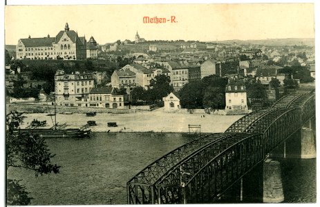 10961-Meißen-1909-Eisenbahnbrücke und Meißen Rechts-Brück & Sohn Kunstverlag