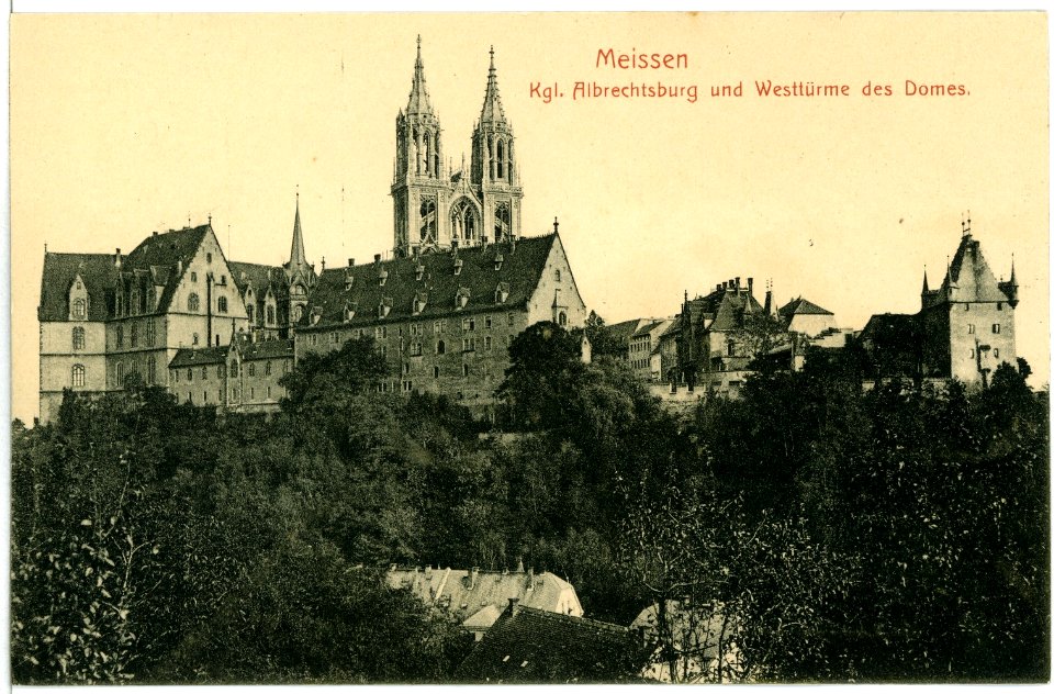 10390-Meißen-1908-Albrechtsburg und Westtürme des Doms, Kornhaus-Brück & Sohn Kunstverlag