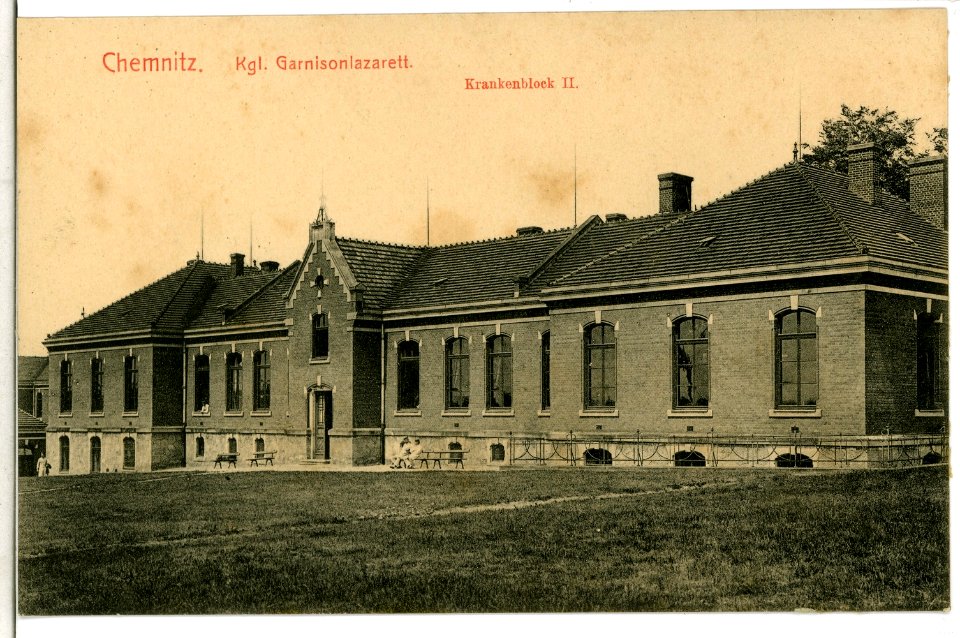 10948-Chemnitz-1909-Garnisonslazarett - Krankenblock II-Brück & Sohn Kunstverlag