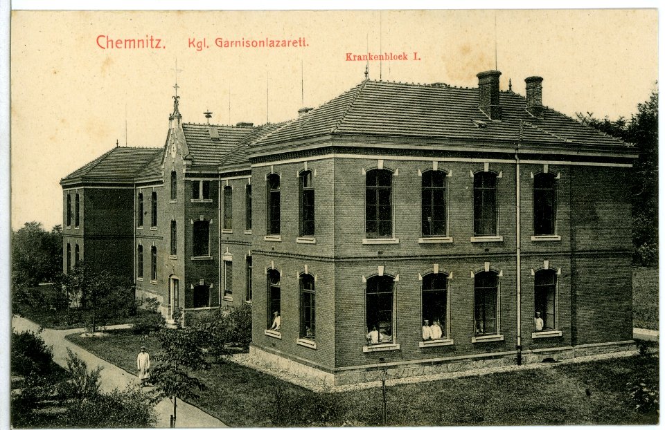 10952-Chemnitz-1909-Garnisonslazarett - Krankenblock I-Brück & Sohn Kunstverlag