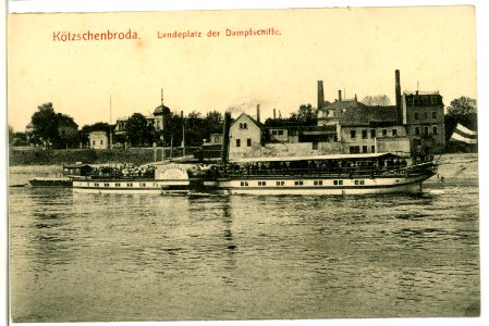 10925-Kötzschenbroda-1909-Dampfschifflandeplatz mit Dampfer Schandau-Brück & Sohn Kunstverlag
