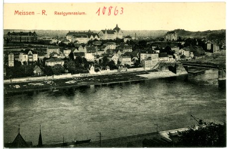 10863-Meißen-1909-Blick über die Elbe zum Realgymnasium-Brück & Sohn Kunstverlag