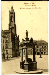 10884-Kamenz-1909-Markt mit Rathaus-Brück & Sohn Kunstverlag