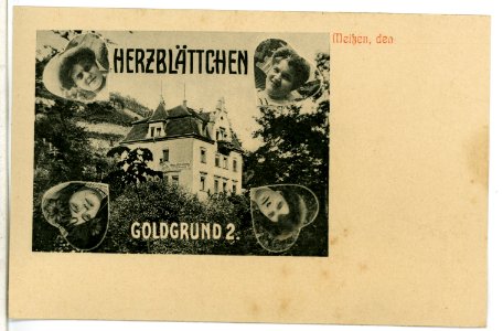 09786-Meißen-1908-Herzblättchen Goldgrund 2 - Weinhandlung-Brück & Sohn Kunstverlag
