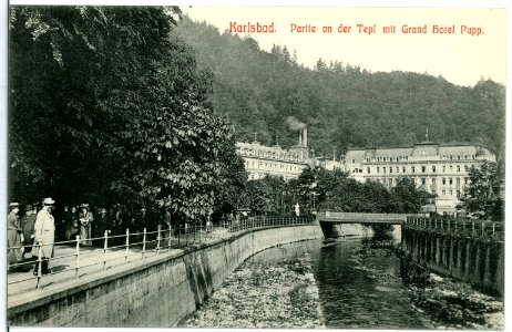 10631-Karlsbad-1909-An der Tepl mit Grandhotel Pupp-Brück & Sohn Kunstverlag