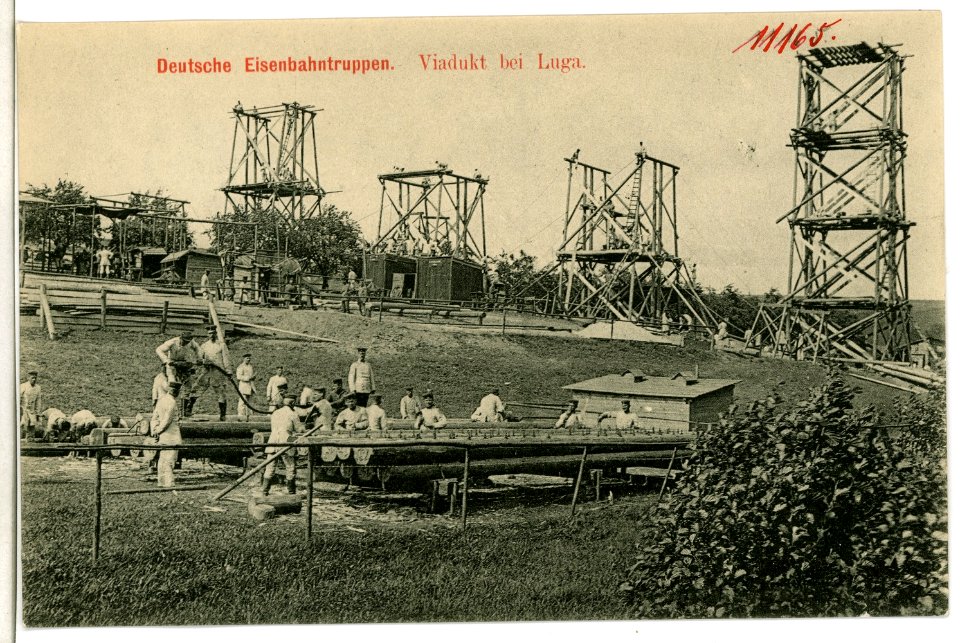 11165-Luga-1910-Deutsche Eisenbahntruppen - Viadukt bei Luga-Brück & Sohn Kunstverlag
