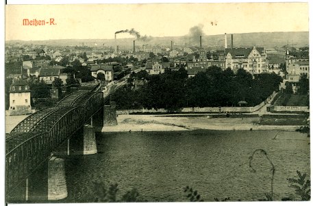 10962-Meißen-1909-Eisenbahnbrücke und Meißen-Rechts-Brück & Sohn Kunstverlag
