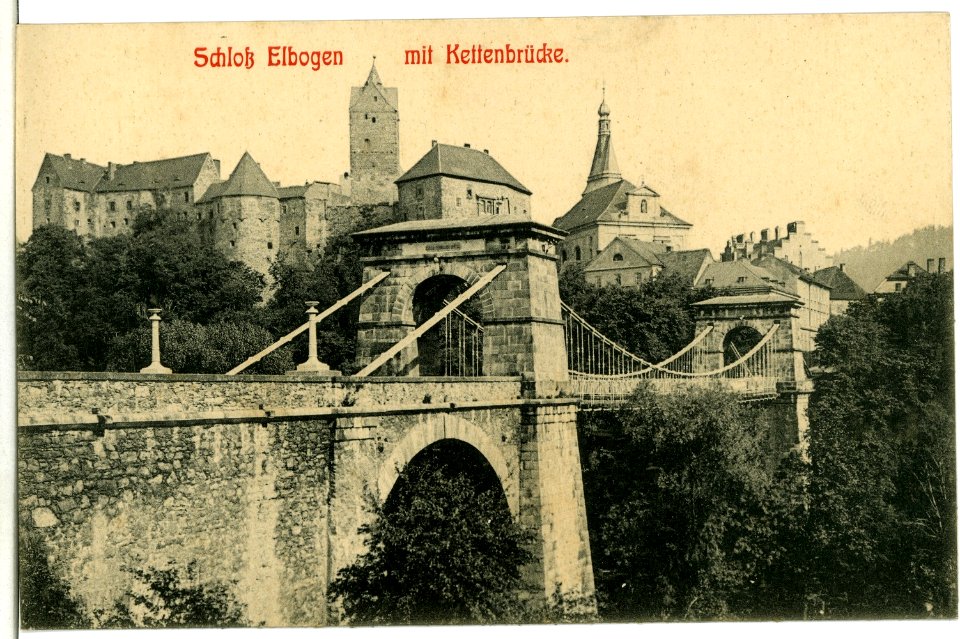 10984-Elbogen-1909-Schloß mit Kettenbrücke-Brück & Sohn Kunstverlag