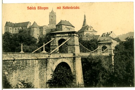 10984-Elbogen-1909-Schloß mit Kettenbrücke-Brück & Sohn Kunstverlag