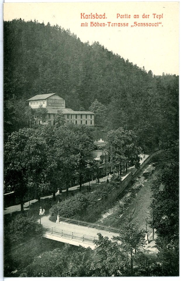 10630-Karlsbad-1909-An der Tepl mit Höhenterrasse Sanssouci-Brück & Sohn Kunstverlag