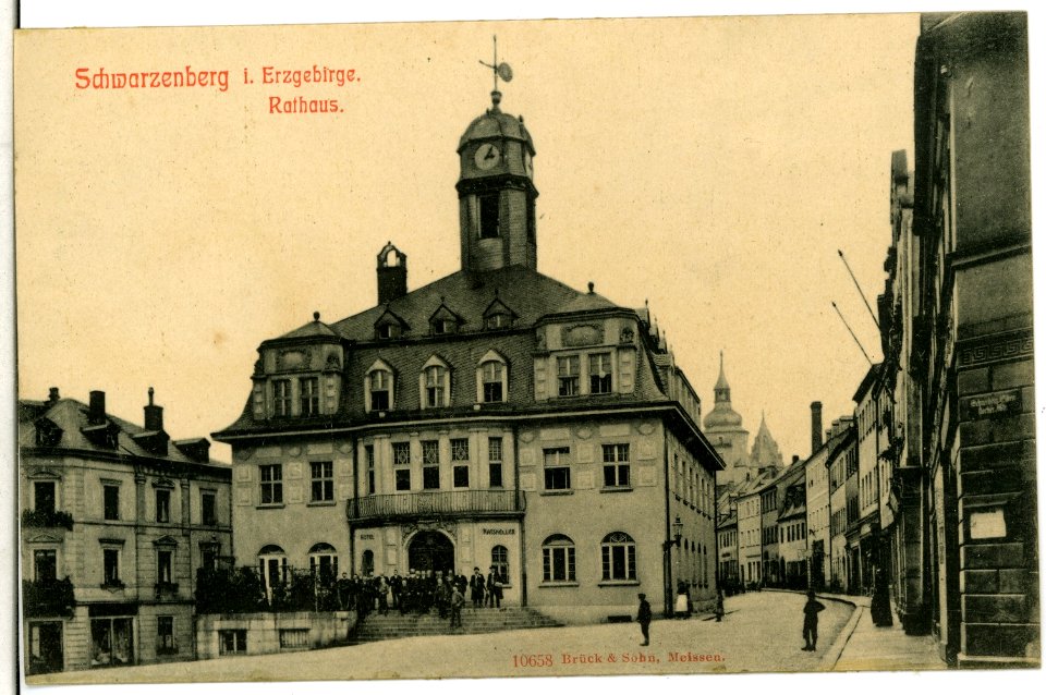 10658-Schwarzenberg-1909-Rathaus-Brück & Sohn Kunstverlag